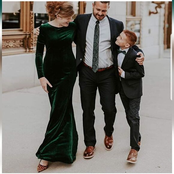 NWT TPonline Velvet Mermaid Prom Dress Long Evening Party Dress - Picture 13 of 15